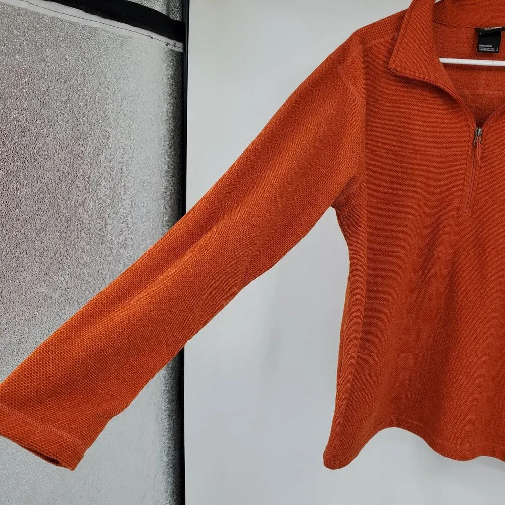 The North Face Orange Men's Long Sleeve 1/4‎ Zip Pullover Winter Shirt Large